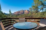 The private deck has a BBQ grill for outdoor dining and incredible Sedona views